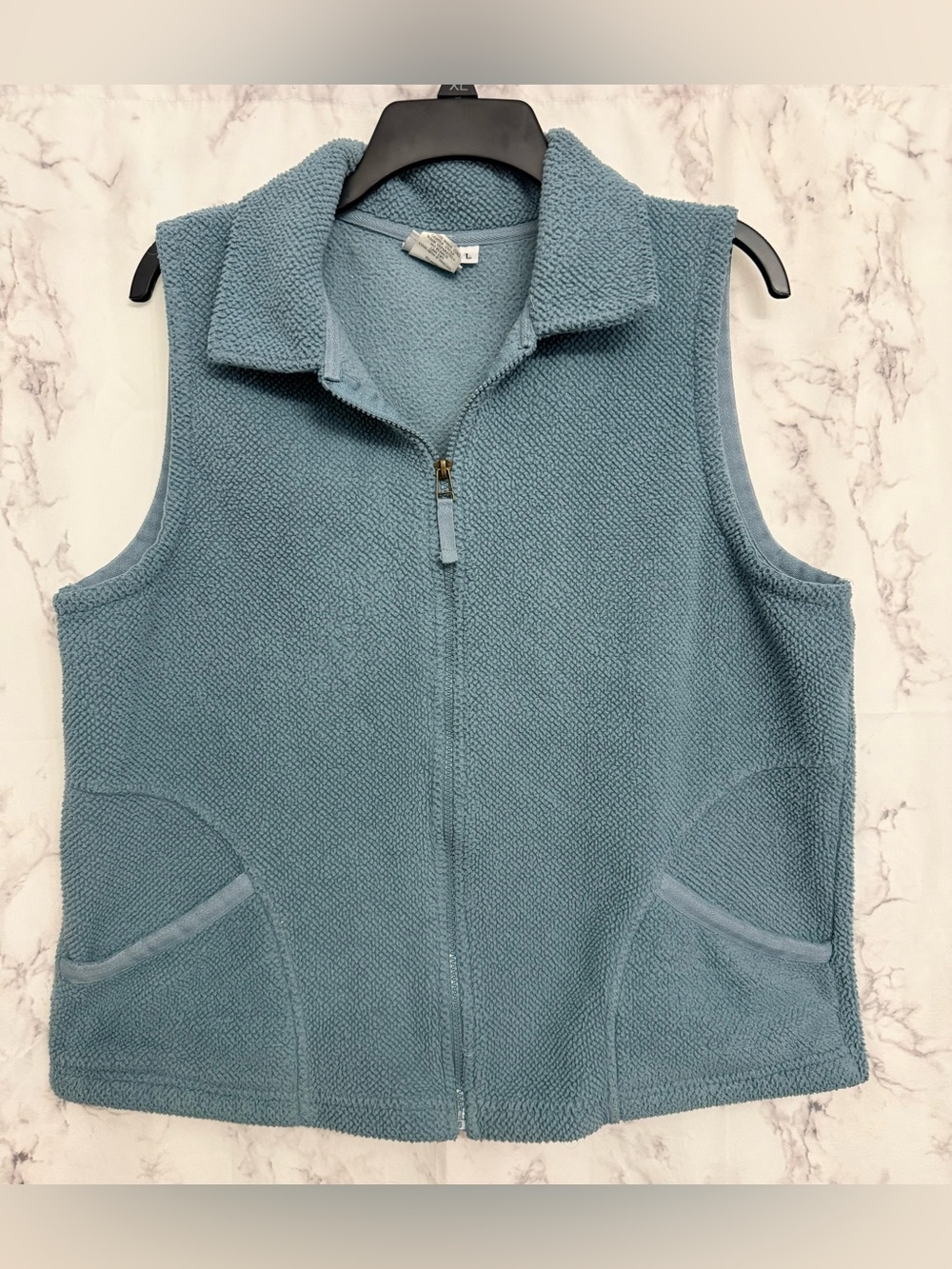 Light Slate/Blue Plush Zip-Up Fleece Vest